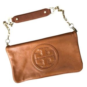 Tory Burch Brown Leather Reva Clutch Purse